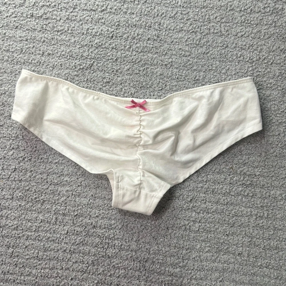 PINK Victoria's Secret Low Rise Hipster Ruched White M Y2K Coquette Soft Girl